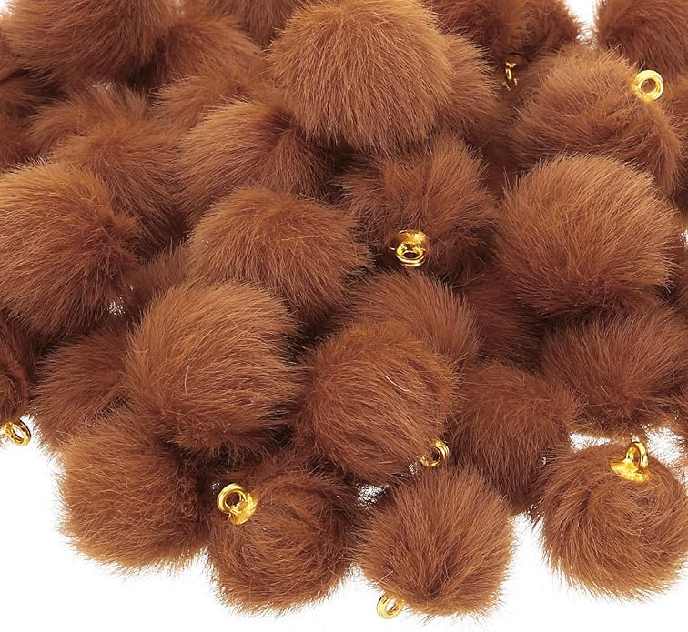 PATIKIL 50pcs Pom Poms Charm, Pompoms Charm Craft Pom Poms Pendants Balls Small Fluffy Tassel Bulk for Crafts Jewelry Making