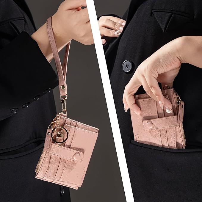 Keychain Wallet Wristlet Small Credit Card Holder Bracelet Key Chain Purse Bangle Tassel Beads Key Rings for Women