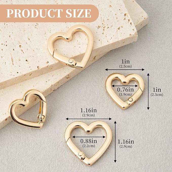 4 Pcs Heart Shaped Keychain Clip, Zinc Alloy Cute Heart Carabiner, Small Craft KeyringSpring Snap Clasp Hook for Camping Hiking Fishing Traveling