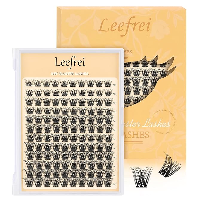 Leefrei Eyelash Cluster 10-18mm Wispy Eyelash Clusters D Curl DIY Lash Extension Natural Lash Clusters Individual Lashes (LF01 Lashes Only)