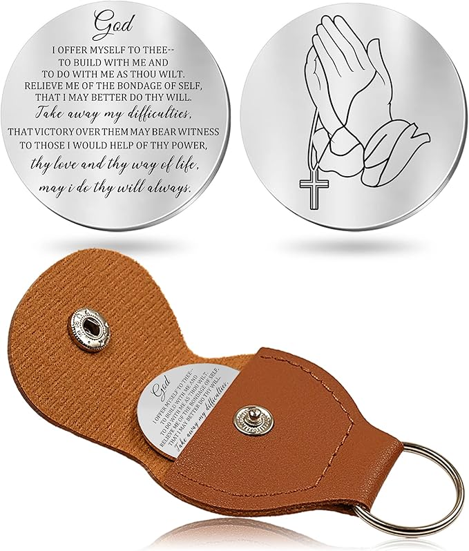 OUMILAN Pocket Hug Token Gifts for Men Boyfriend Girlfriend Inspirational Gift for Son Daughter Brother with Leather Keychain