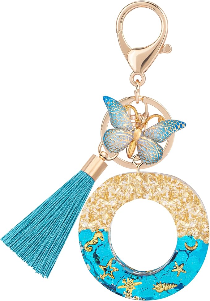 Suweibuke Cute Pink Key Chains for Women Girls, Initial Letter Keychains with Tassel, Charms for Key Purse Handbags Backpacks