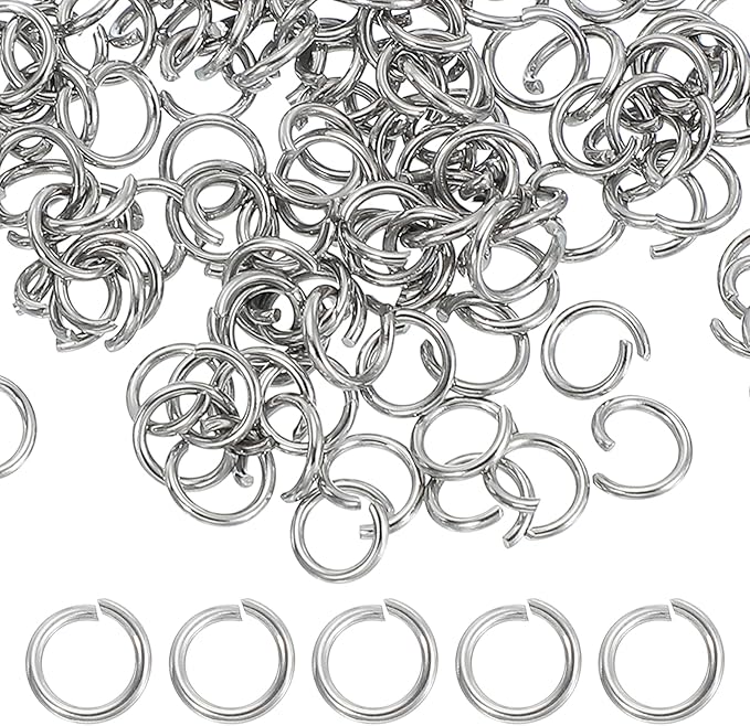 uxcell 120pcs Open Jump Rings, 8mm Stainless Steel Split O Rings 1.2mm Thick Connector Ring for Bracelet Necklace Pendant Jewelry Keychain DIY Craft Making, Silver