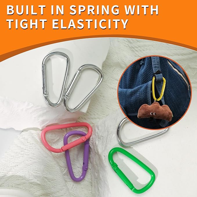 Colorful D Spring Carabiners Keychain Clip,D Spring Clip Aluminum Hook Accessories Snap Link Key Chain Ring Hook