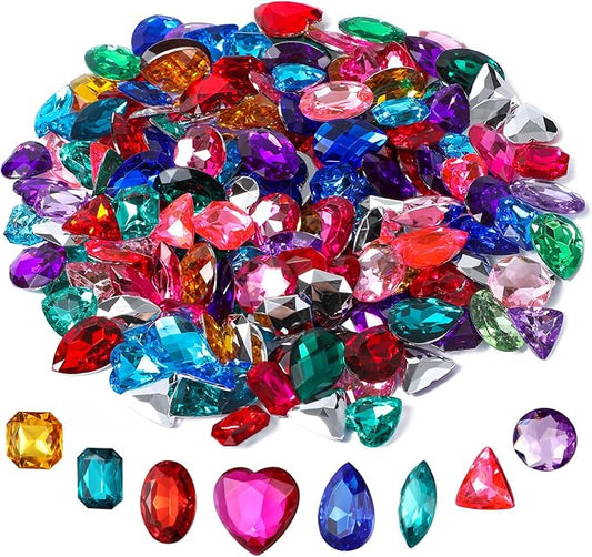 RICHNESS Bejeweled Craft Jewels Jumbo Bling Crystal Gem Stickers Assorted Shapes Colors Rhinestone Stickers for Arts & Crafts Projects Pack of 160 …
