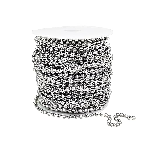 HFS(R) Ball Chain Spool Stainless Steel 304 Bead Chain with 100 Clasps for DIY Projects 100 Feet 1/8" (3.2mm) Diameter