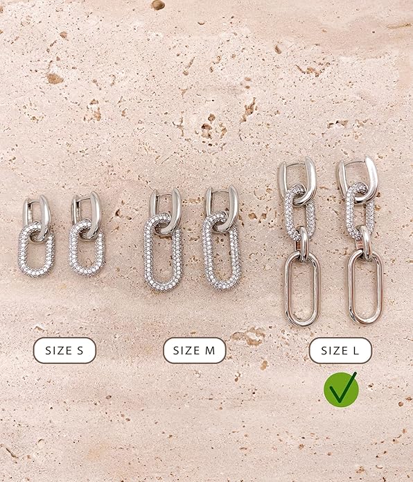 OZEL 14K Gold & Silver Plated Paperclip Chain Earrings with Cubic Zirconia – Dangle, Hoop, Huggie, Stud Styles – Women’s Fashion Jewelry Gift