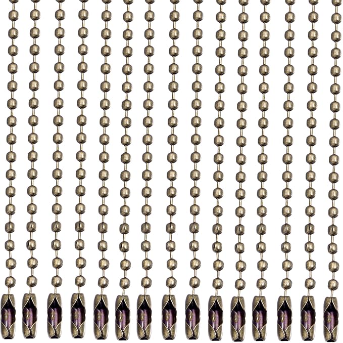 Lemonkey 20Pcs Ball Beads Chain Bulk,Bronze Keychain Rings Metal Chain,4 Inch Dog Tag Metal Small Chain with Connectors for Hanging Decoration