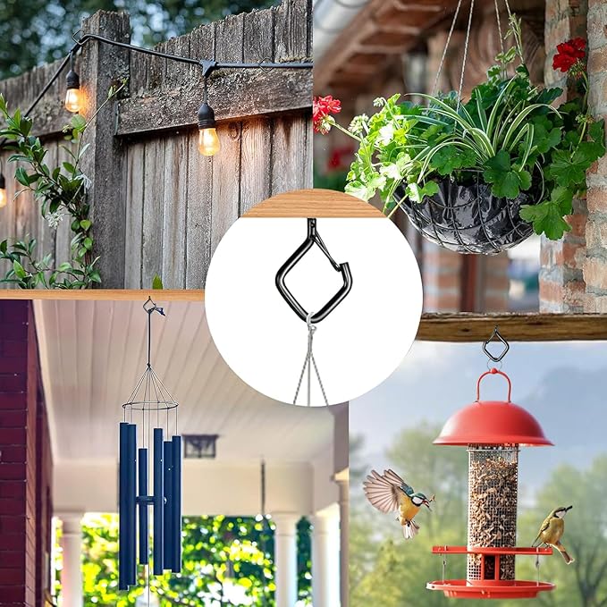 60 Pcs Black Eye Hooks Screw Heavy Duty,Ceiling Hooks for Hanging Plants,String Lights,Cup,Wind Chime,Bird Feeders. Plant Hanger Indoor&Outdoor