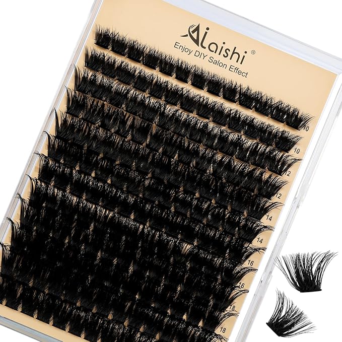 AILAISHI Lash Clusters Kit, DIY Cluster Eyelash Extensions 10‑20mm, 150D, 156pcs Fluffy D Curl Natural Lashes–Fake Cat Eye Individual Clusters