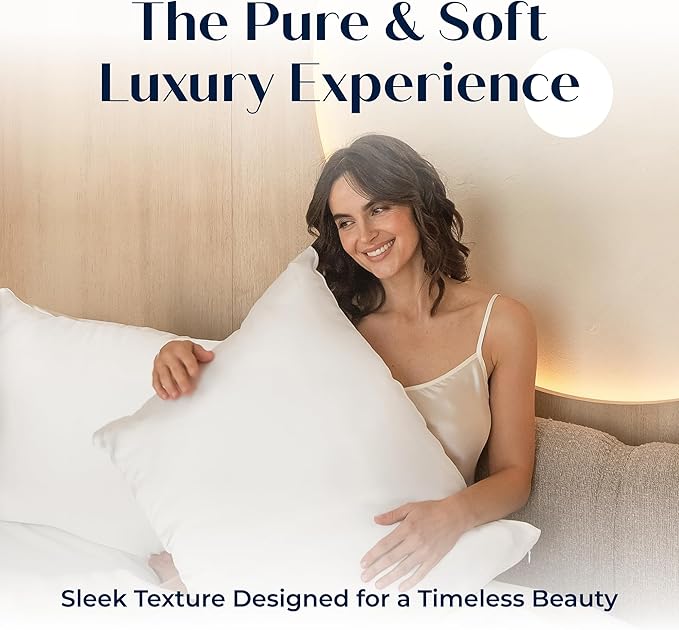 Moonaé Mulberry Silk Pillowcase – Pure Silk Pillow Cover for Healthier Hair & Smoother Skin – Soft, Breathable and Temperature-Regulating, Luxurious Silk Case Colors White-S