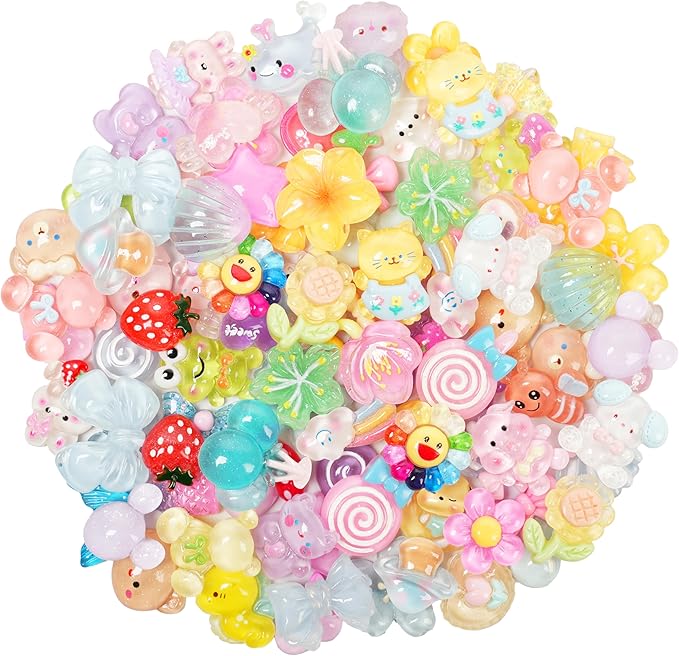 70 Pcs Resin Charms Slime Charms Embellishments Bulk Mixed Ornament Decorations Accessories