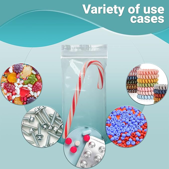 APQ Clear Plastic Reclosable Zipper Bags, 3 x 6 Inches. Pack of 1000 Reclosable Plastic Bags with Zipper Closure. 2 Mil Plastic Jewelry Bags. Waterproof Reclosable Zip Bags for Industrial Use