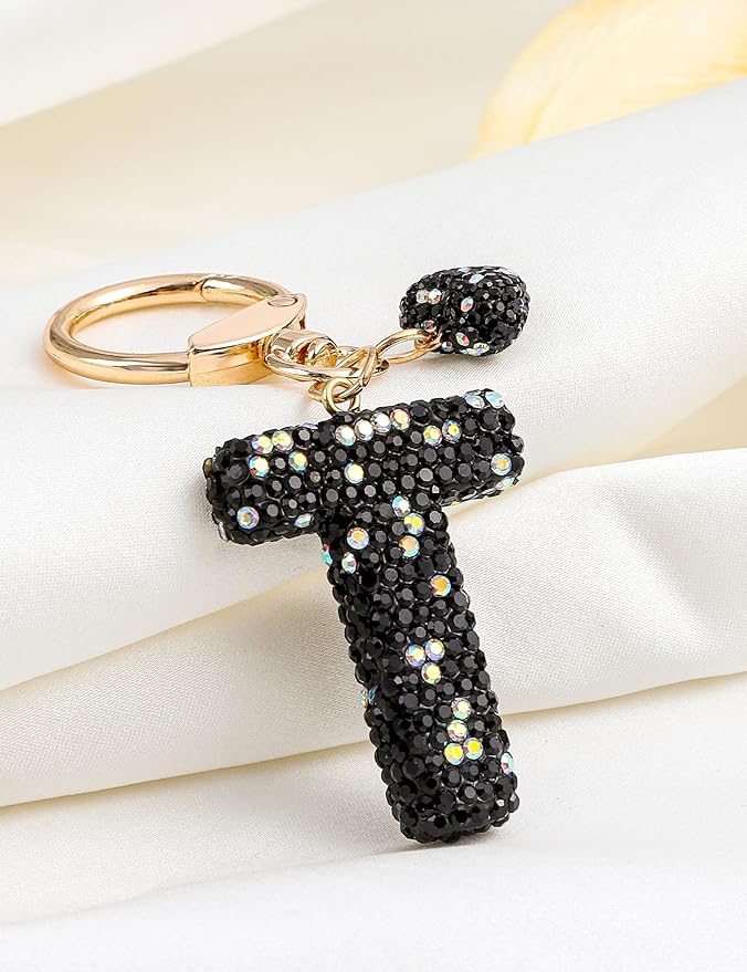 Initial Keychain for Women Girls,Bling Letter Key chain Initial with Heart,Pink Keychain Charms for Backpack Handbag
