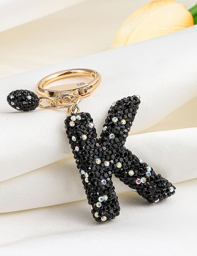 Initial Keychain for Women Girls,Bling Letter Key chain Initial with Heart,Pink Keychain Charms for Backpack Handbag