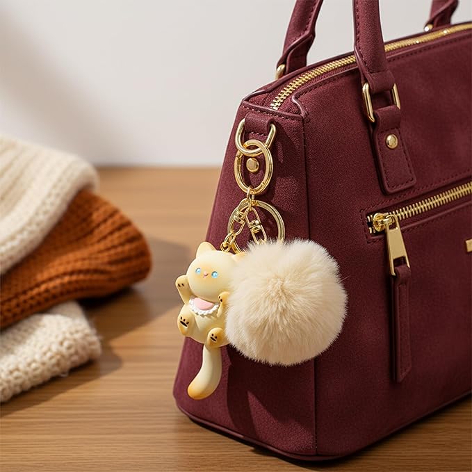 Cat Keychain bag charms for handbags Cute Keychains for Women Kawaii Cat Backpacks Accessories cat plush keychain