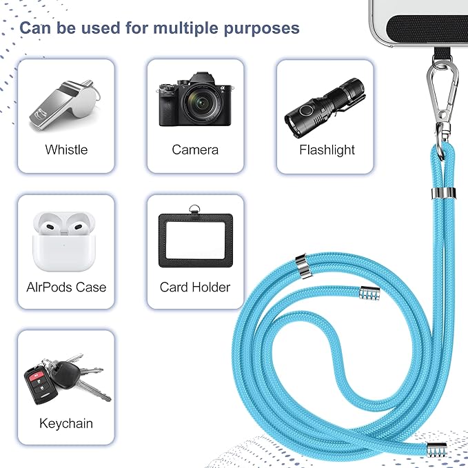 takyu Phone Lanyard, 2 Pack Adjustable Cell Phone Lanyard Crossbody Neck Strap and 2 Pack Phone Wrist Strap with Tether Tabs Compatible for iPhone Smartphones-Black Blue