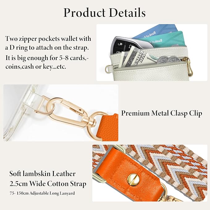 UKON Phone Lanyard Crossbody Phone Strap Widen Neck Strap Adjustable Shoulder Strap with Premium Hardware Hook Bag Strap (Orange)