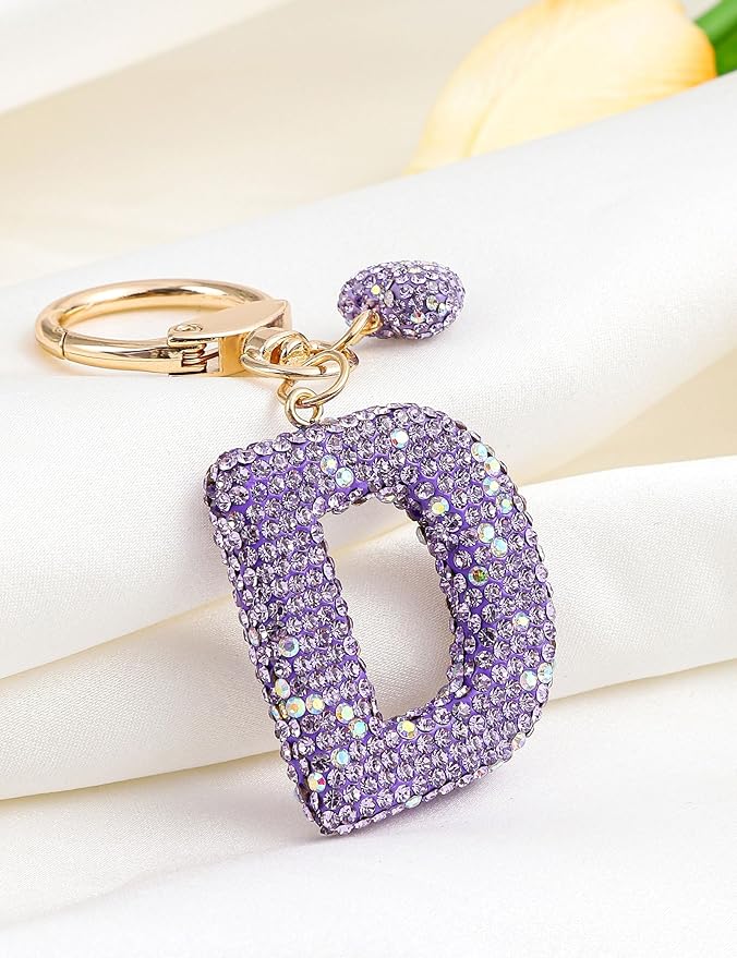 Initial Keychain for Women Girls,Bling Letter Key chain Initial with Heart,Pink Keychain Charms for Backpack Handbag