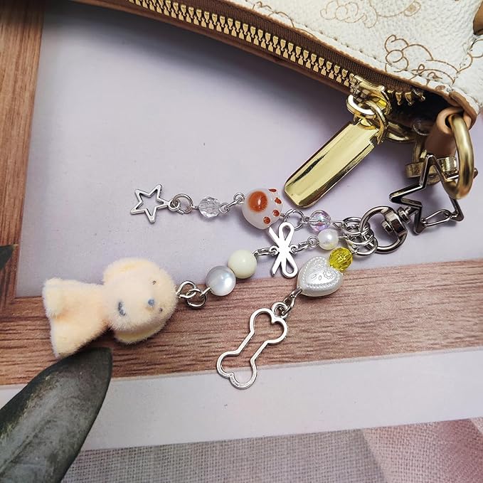 Cute Dog Keychain Fuzzy Dog Puppy Decor Keychain Aesthetic Y2K Bag Charms Stylish Dog Pendant Keychains Accessories