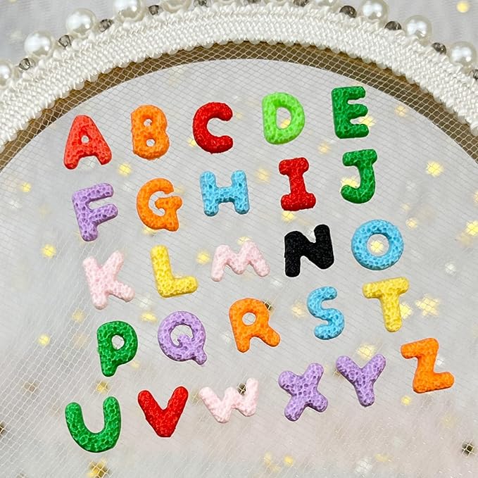 200 Pcs Letter Nail Art Charms, CYHYII 3D Mixed Candy Colorful Letter Resin Nail Rhinestones Nail Gems DIY Manicure Nail Decoration Accessories for Women Girls