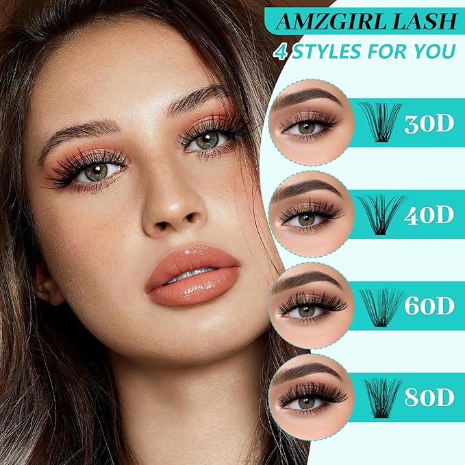 Lash Clusters 4 Style Cluster Lashes 640PCS Eyelash Extension 30D+40D+60D+80D Individual Lashes DIY Lash Extension Natural Black Cluster Eyelash Extensions at Home for Beginners(D-Mix9-16mm)