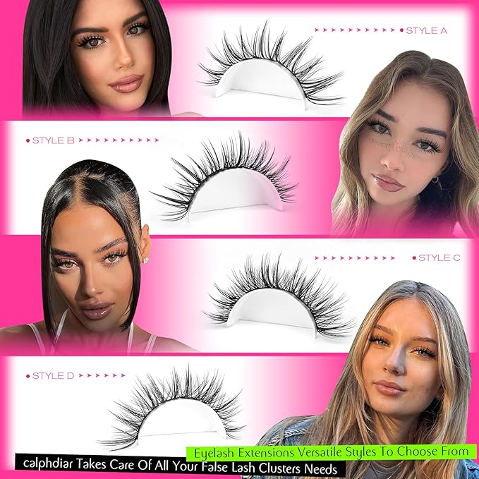 Wispy Lash Clusters Natural Eyelashes Clusters 4 Styles Fairy Cluster Eyelash Extensions 220pcs Cluster Lashes C Curly Manga Individual Lashes 10-18mm DIY Lash Extension Natural Look by calphdiar