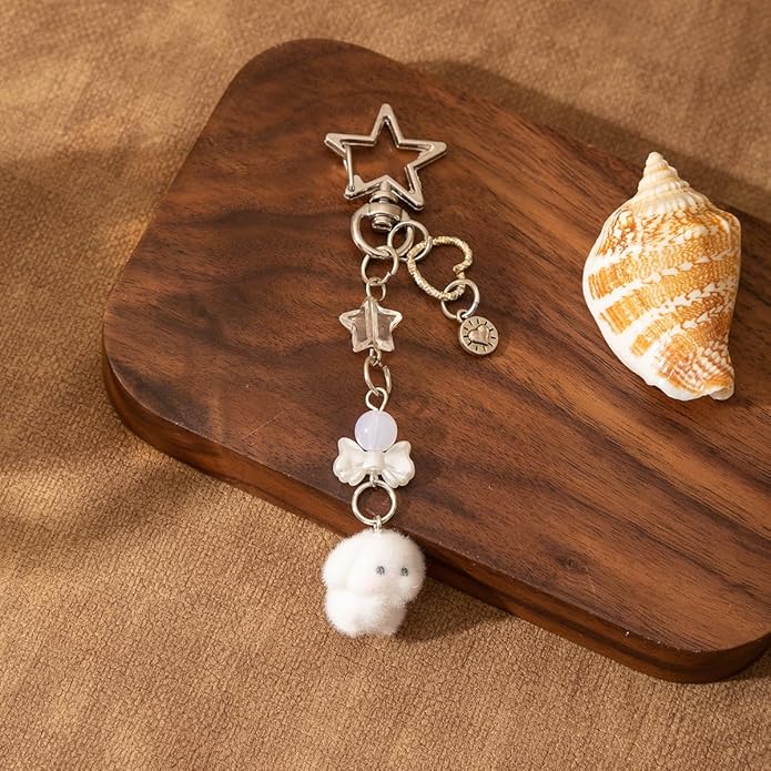 3 Pcs Aesthetic Y2K Keychain Accessories Bunny Dog Cat Keychain Pendant Star bow baseball pendant Bag Charms Backpack Handbag Charms Christmas Gifts
