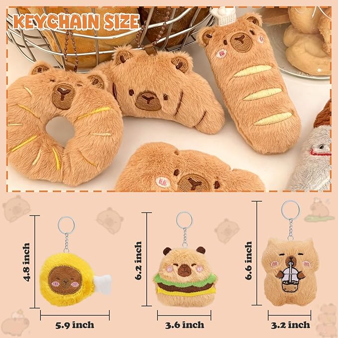 24 PCs Kids Keychains, Cute Plush Keychains, Funny Plush Backpack Charms, Perfect for Birthday Gifts, Back-to-School Goodie Bags, Classroom Prizes, Party Favors