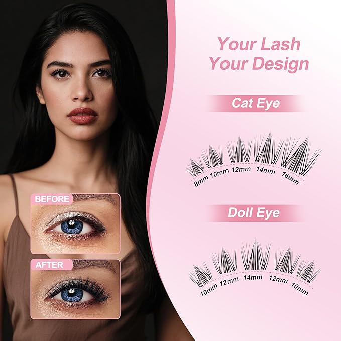 Spiky Fairy Lash Clusters with Ultra-Thin 0.05mm Invisible Band, 8-18mm Manga and Wet-Look Lashes, WideSpan DIY Eyelash Extensions, C Curl, 120 Clusters, Beginner Friendly, FayJoo FLICKER 11 Lash Only