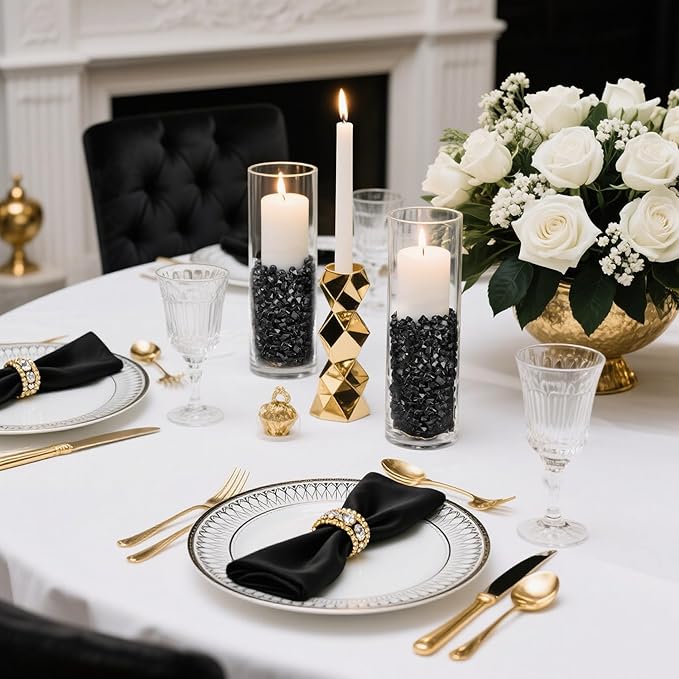 DomeStar 4200PCS Black Fake Ice Rocks, Acrylic Black Mini Fake Diamonds Vase Fillers for Table Centerpieces DIY Craft Wedding 0.2" x 0.28"