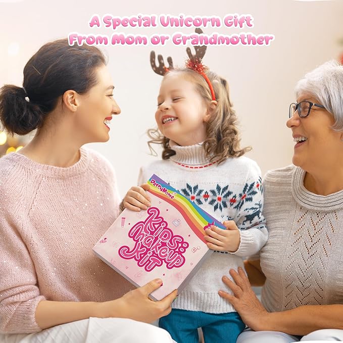 PERRYHOME Unicorn Cute Kids Makeup Set Washable Makeup Kit for Girl Gift with Mini Coin Purse - Real Cosmetic Non-Toxic Toddler Makeup Kit-Unicorn Toys for Girl - Birthday Unicorn Gift 3+（White）