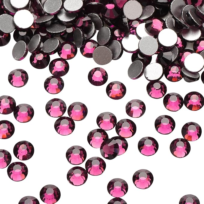 1440pcs Flatback Rhinestones Glue Fix Crystal Glass Diamantes Gems for Crafting Nail Art Crafts Decorations Clothes Shoes 4.0 mm (ss16, Amethyst)