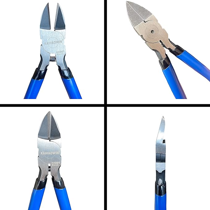 Wire Cutters 2 Pack, 6.5 inch,KAIHAOWIN Flush Cutters Diagonal Cutters Side Cutters Precision Ultra Sharp Spring Loaded Wire Snips Clippers Dikes Cutting Pliers Small for Crafting Jewelry Making,Blue
