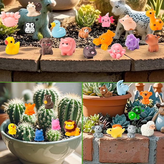 50 Pcs Mini Resin Animal Tiny Resin Animals Figurines Bulk Miniature Little to Hide Small Animal Figures Bulk for Micro Fairy Party Favors Garden Landscape Accessories Dollhouse Crafts Decor