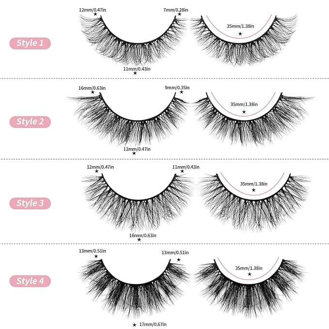 MAGEFY 20 Pairs False Eyelashes,4 Styles Faux Mink Eyelashes 7mm-16mm Lashes Natural Look to Dramatic False Eyelashes with Portable Boxes,Style-2