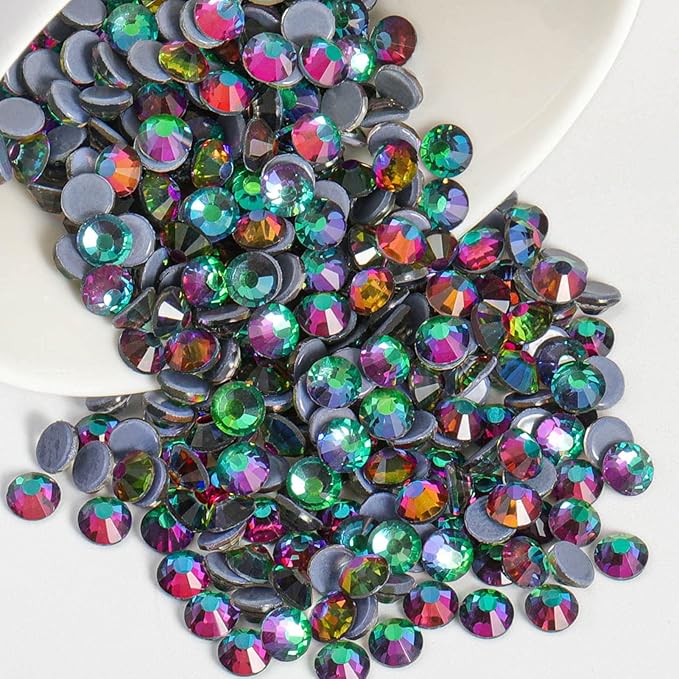 Beadsland Hotfix Rhinestones, 2880pcs Flatback Crystal Rhinestones for Crafts Clothes DIY Decorations, Green Volcano, SS10, 2.7-2.9mm