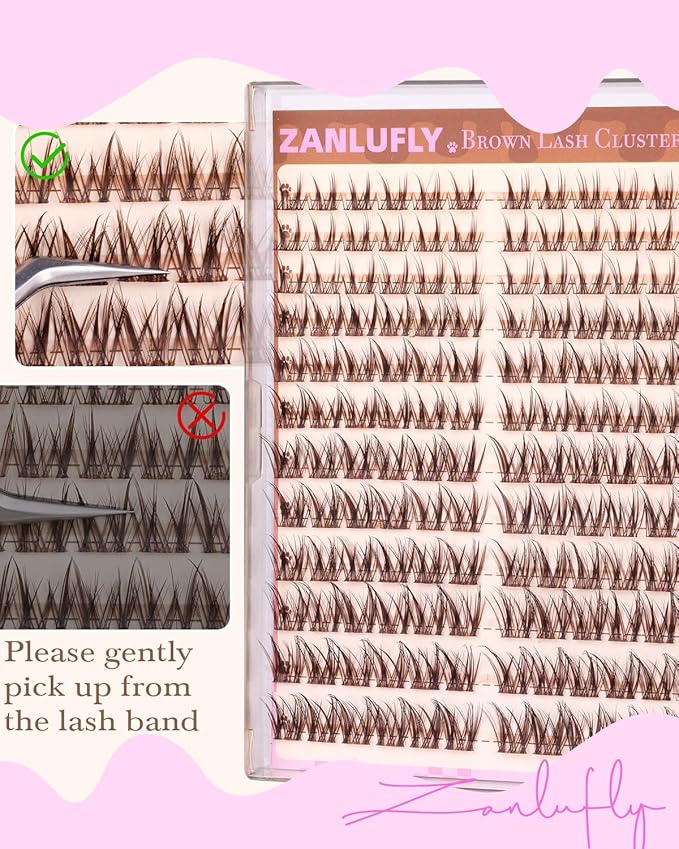 Brown Lash Clusters Manga Eyelash clusters Natural Spiky Lash Extension CD Curly Cluster Eyelash Extensions Dark Brown Individual Lashes by ZANLUFLY