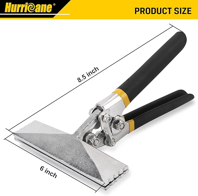 HURRICANE Sheet Metal Hand Seamer, 6 Inch Straight Jaw Sheet Bender Tools for Flattening Metal, Bending Pliers with Double Dipped Cushion Handle, Grip Strength and Versatility