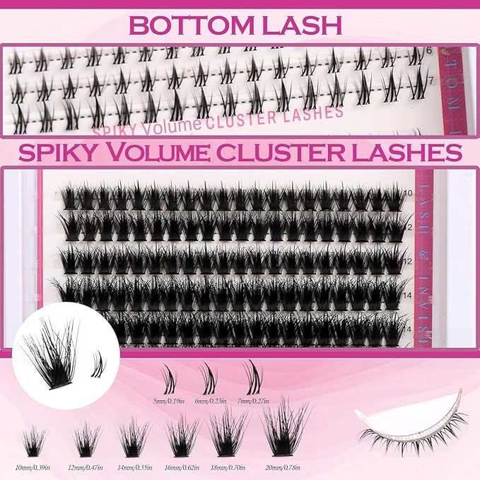 YIDUO Lashes Clusters Kit Gift Packs D Curl Cat-Eye Wispy Individual Faux Mink Fake Eyelashes, Volume Studio Effect, 498Pcs DIY False Eyelash Extensions with Bottom Lashes|Glue|Removers|Tweezers