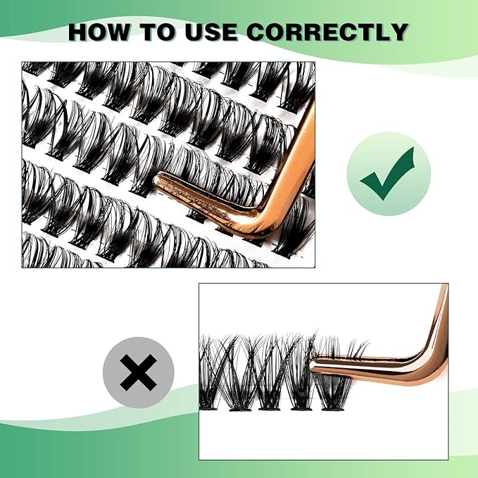 Lash Clusters 300pcs Individual Lashes 40D 0.07D Curl 15mm DIY Eyelash Extension KEYYOU Large Tray Volume Soft&Natural Cluster Lashes(40D-0.07D,15）