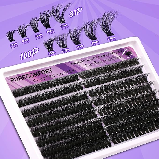 DIY Lash Extension Kit, 280 Cluster Lashes 2 Densities (80P/100P) 10-18mm Mixed Length, Knot-Free Handmade Lashes with Bond/Seal Glue, Remover & Tweezers, Beginner-Friendly for Daily & Party Looks