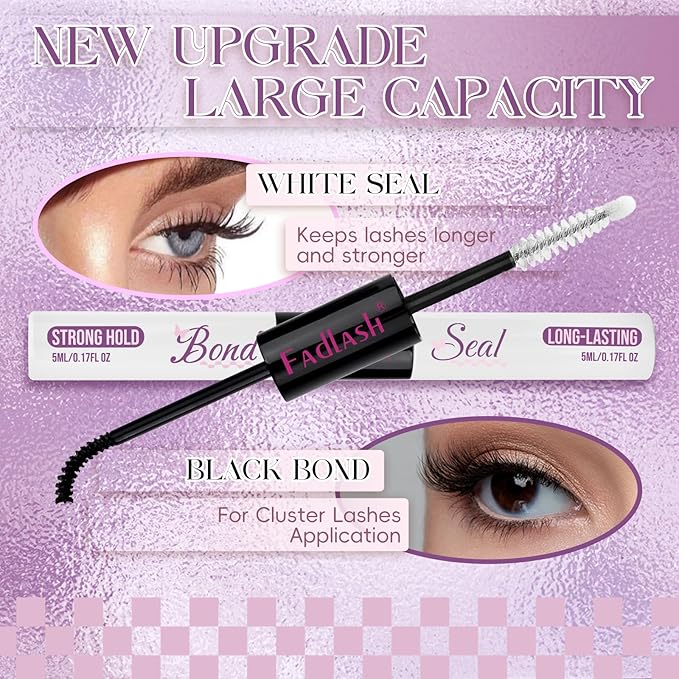 FADLASH Lash Bond and Seal 10ml Lash Cluster Glue Strong Hold Eyelash Cluster Glue Waterproof