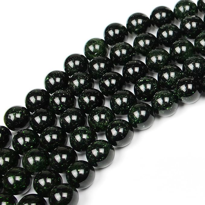 MJDCB Best Sellers Green Sand Stone Round Stone Beads for Jewelry Making DIY Bracelet Necklace (8mm)