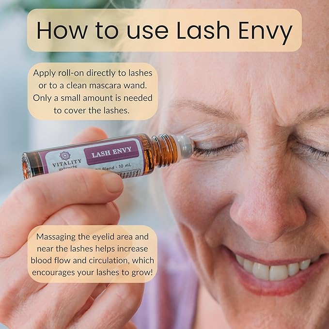 Vitality Extracts Lash Envy Roll-On - Eyelash Enhancing Serum, Essential Oil Blend, Castor Oil, Thicker & Fuller Looking Lashes, Fatty Acids