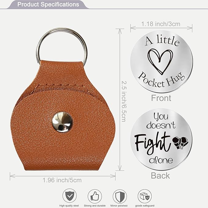 OUMILAN Pocket Hug Token Gifts for Men Boyfriend Girlfriend Inspirational Gift for Son Daughter Brother with Leather Keychain
