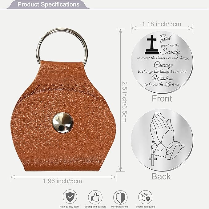 OUMILAN Pocket Hug Token Gifts for Men Boyfriend Girlfriend Inspirational Gift for Son Daughter Brother with Leather Keychain