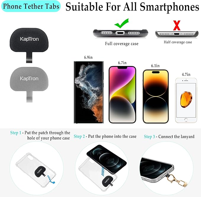 Universal Phone Lanyard with Wrist Strap, Adjustable Crossbody Cell Phone Lanyard Neck Strap and Wristlet Strap with 2 Lobster Clips, Phone Tether Patches and Phone Straps (Mint Green, 2 Pack)