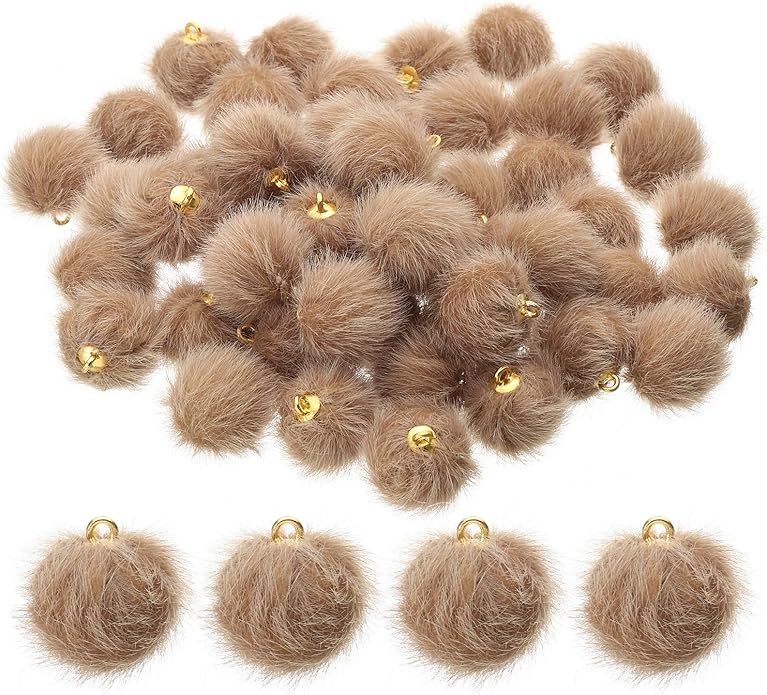 PATIKIL 50pcs Pom Poms Charm, Pompoms Charm Craft Pom Poms Pendants Balls Small Fluffy Tassel Bulk for Crafts Jewelry Making