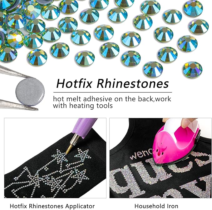 Beadsland Hotfix Rhinestones, 2880pcs Flatback Crystal Rhinestones for Crafts Clothes DIY Decorations,Peridot AB, SS6, 1.9-2.1mm